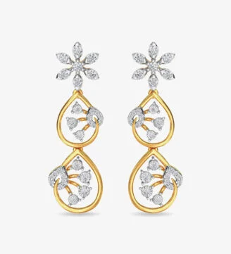 Diamond Trinity Earring Dangler Rose Gold