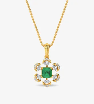 Esra Floral Diamond Pendant Set White Gold