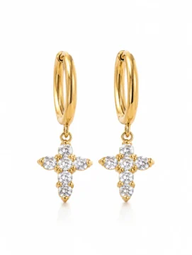 Rubicon Jewels Celestial Cross Crystal Hoop Earrings