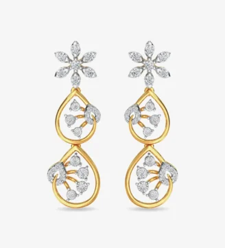 Diamond Trinity Earring Dangler Rose Gold