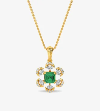 Esra Floral Diamond Pendant Set White Gold