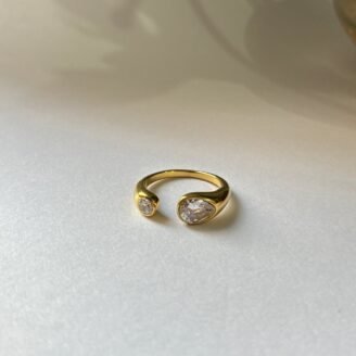 18K Gold Non-Tarnish Tarnish CZ Open Ring