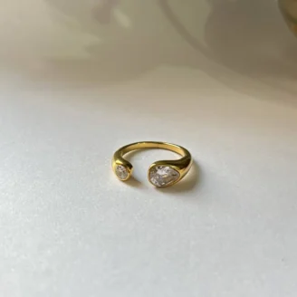 18K Gold Non-Tarnish Tarnish CZ Open Ring