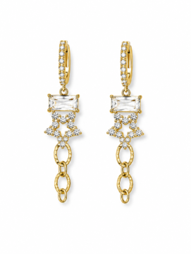 Diamond-Look Baguette Chain Earrings