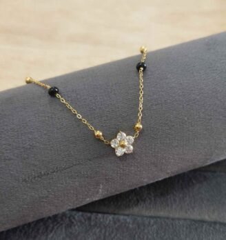18K Gold Plated Floral Mangalsutra Necklace for Women | Waterproof | Anti-Tarnish | Rubicon Jewels