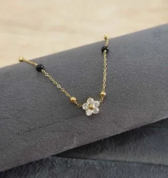 18K Gold Plated Floral Mangalsutra Necklace for Women | Waterproof | Anti-Tarnish | Rubicon Jewels