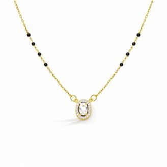 18K Gold Plated Oval Zircon Mangalsutra for Women | 316L Stainless Steel | Waterproof | Anti-Tarnish | Rubicon Jewels
