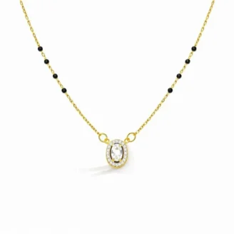 18K Gold Plated Oval Zircon Mangalsutra for Women | 316L Stainless Steel | Waterproof | Anti-Tarnish | Rubicon Jewels
