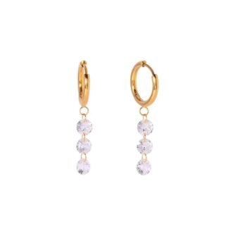 Steel earrings with hanging zircons