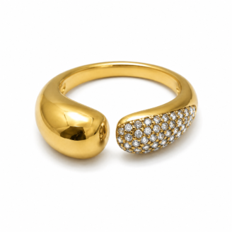 Half Diamond Gold Ring