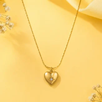 Starlit Heart Pendant – 18K Gold Plated