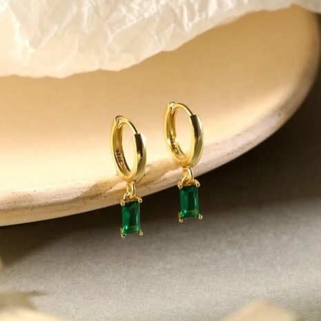 Oriental Style Zirconia Emerald Earrings Earrings  