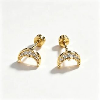 Half Moon Diamond Look Stud Earrings Earrings  