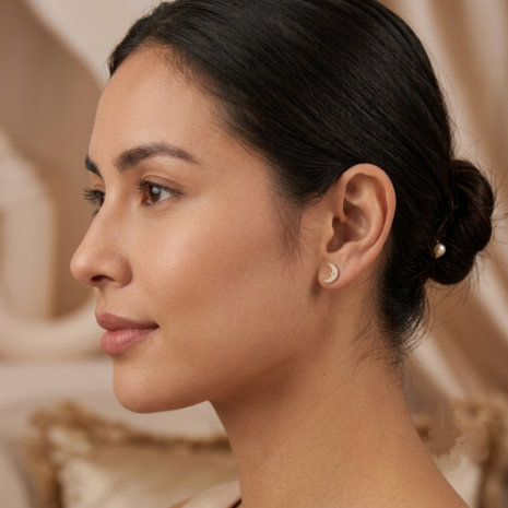 Half Moon Diamond Look Stud Earrings Earrings  