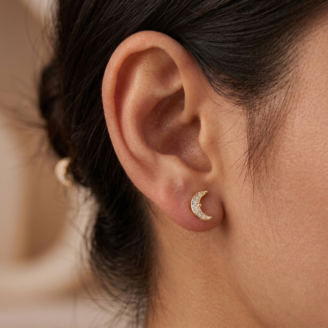 Half Moon Diamond Look Stud Earrings Earrings  