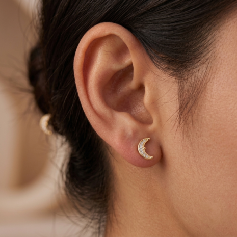 Half Moon Diamond Look Stud Earrings Earrings  