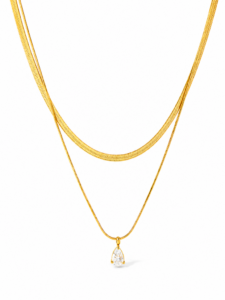Double Layer Chain Drop Pendant Necklace