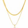 Double Layer Chain Drop Pendant Necklace  