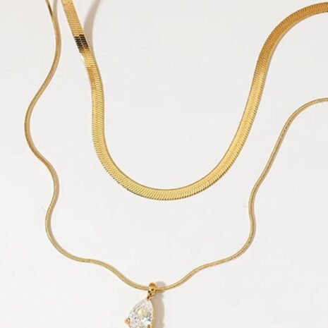 Double Layer Chain Drop Pendant Necklace  