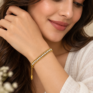 Elegant Gold-Tone Pearl & Crystal Double Chain Bracelet for Women – Adjustable Bracelets  