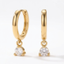 18K Gold Plated CZ Drop Huggie Earrings | Anti-Tarnish Dainty Dangle Hoops Earrings  