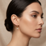 18K Gold Plated CZ Drop Huggie Earrings | Anti-Tarnish Dainty Dangle Hoops Earrings  
