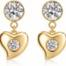 Radiant Gold Heart Drop Earrings with Zirconia Crystals Earrings  
