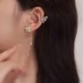 Gold Crystal Butterfly Ear Cuff with Cascading Chains (Both Side) Earrings  